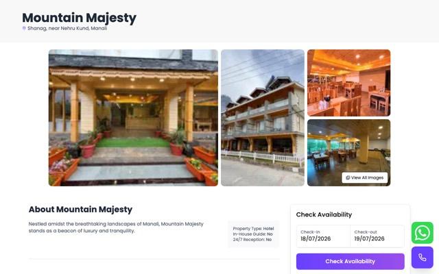 Mountain Majesty, Booking engine